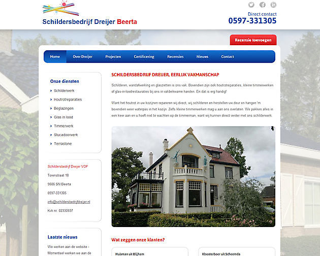 Empresa de pintura Dreijer, Beerta (Holanda) Hoogma Webdesign Beerta