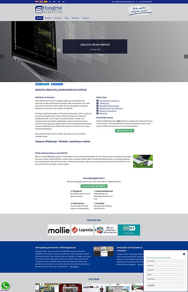 API-koppeling screenshot in HWCMS gebouwd - Hoogma Webdesign Beerta