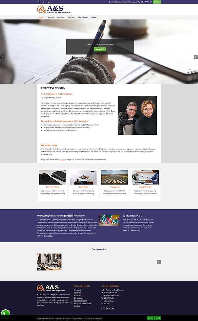 A & S Advies- en Schrijfbureau - Hoogma Webdesign Beerta