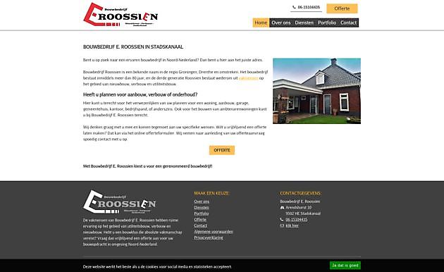 Bouwbedrijf E. Roossien, Stadskanaal Hoogma Webdesign Beerta