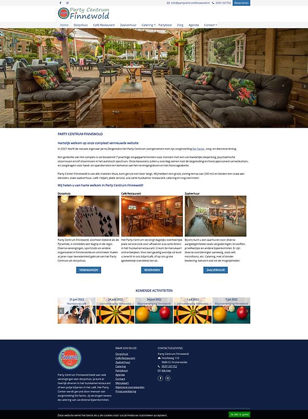 Party Center Finnewood, Finsterwolde Hoogma Webdesign Beerta